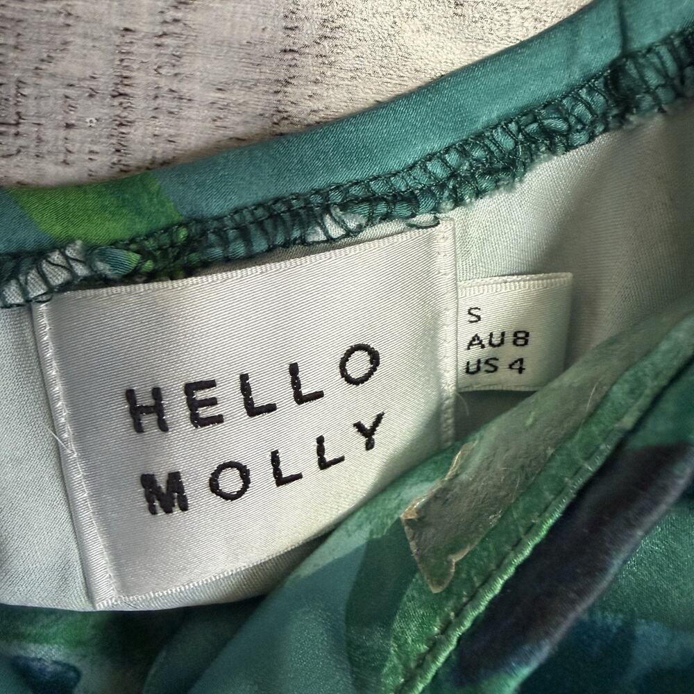 Hello Molly Women's Count It In Green Satin Midi Dress Center Cut Out Sz 4 - Picture 4 of 8